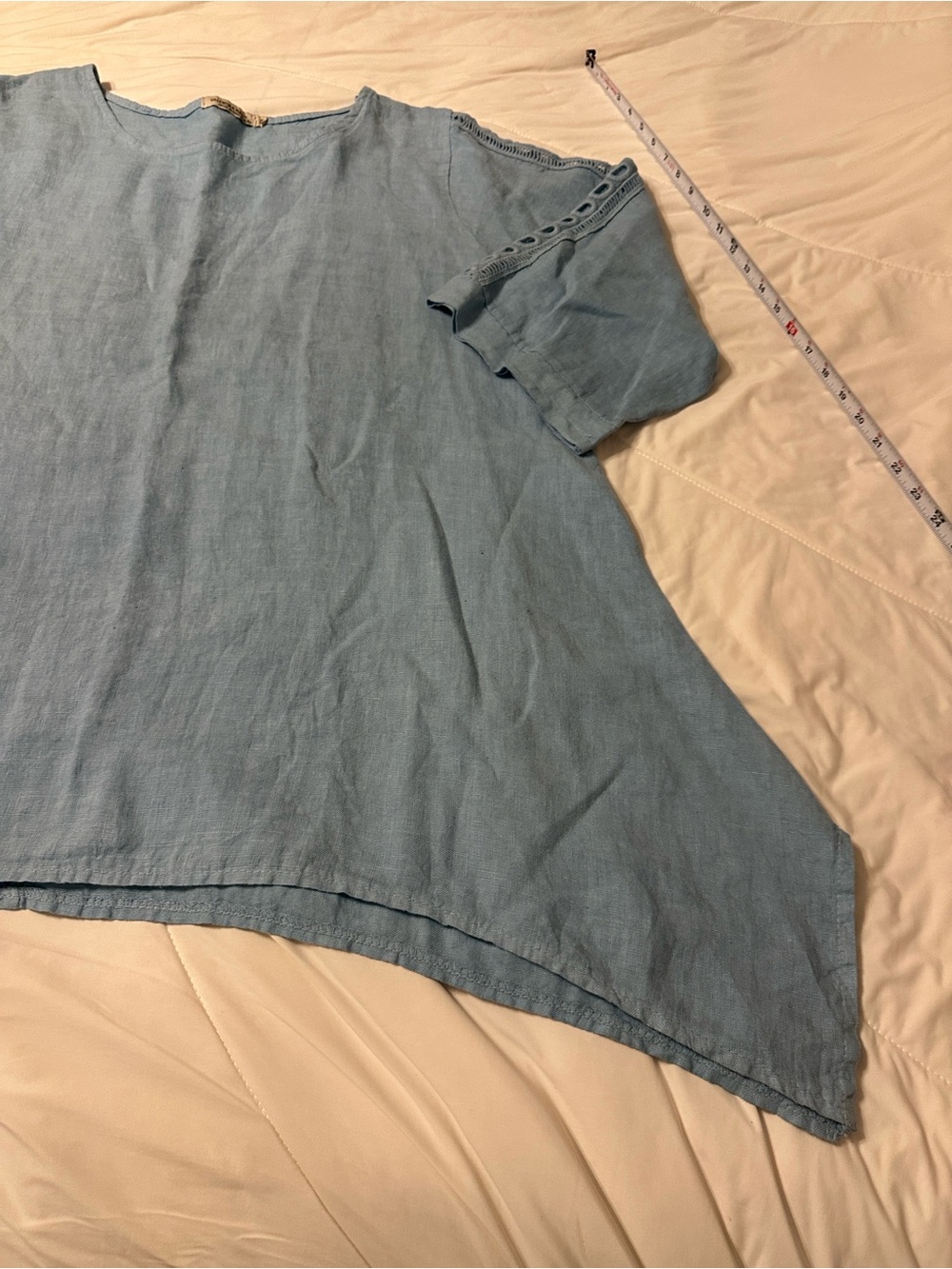 Valentina Naldi Italian Linen Tunic Light Blue - Size 2X - Casual Loose Fit - Picture 6 of 13